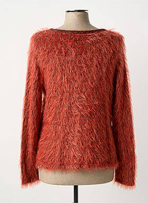 Gilet manches longues col rond orange FRANK WALDER femme