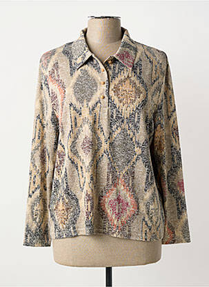 Polo stretch manches longues beige GUY DUBOUIS femme