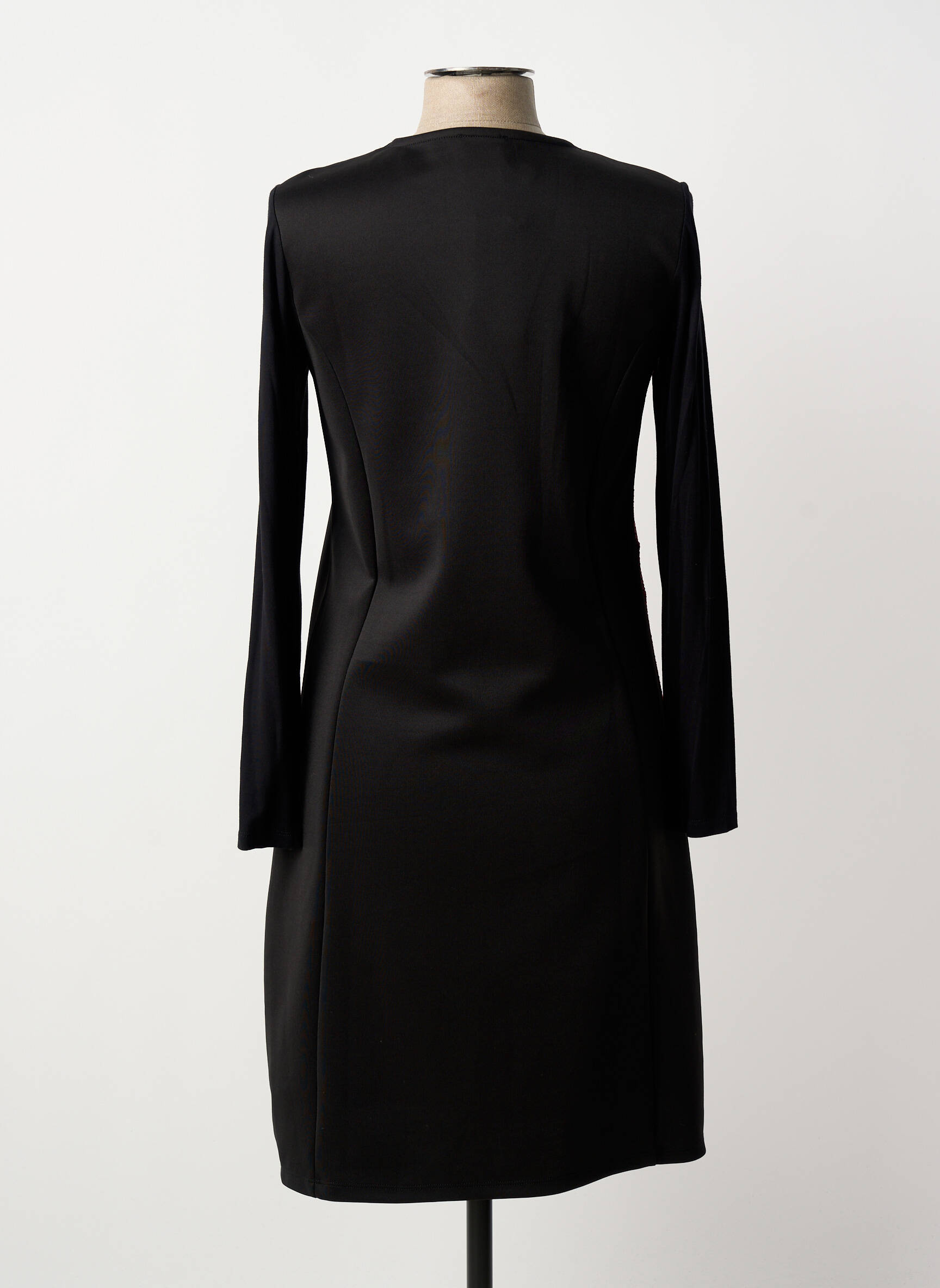Robe mi-longue imprimé fantaisie manches longues noir GUY DUBOUIS femme
