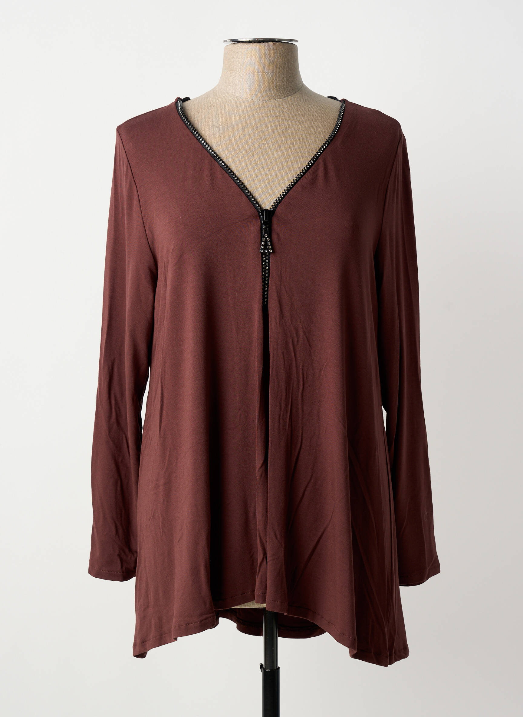 Top stretch manches longues marron AN II VITO femme