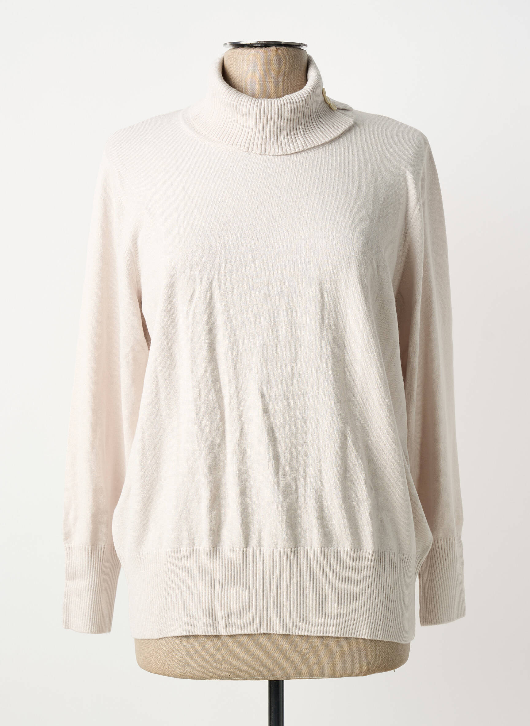 Pull col roulé maille souple et aérée manches longues gris RABE femme