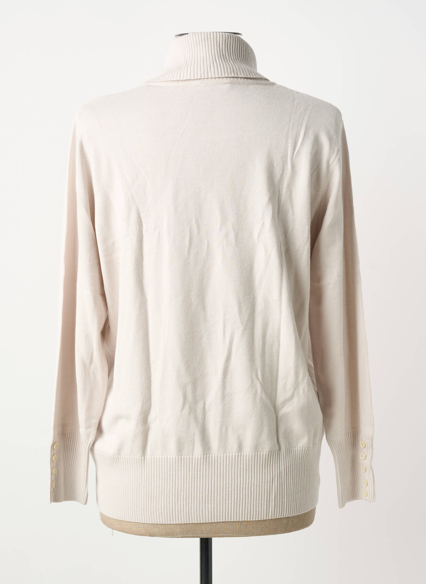 Pull col roulé maille souple et aérée manches longues gris RABE femme