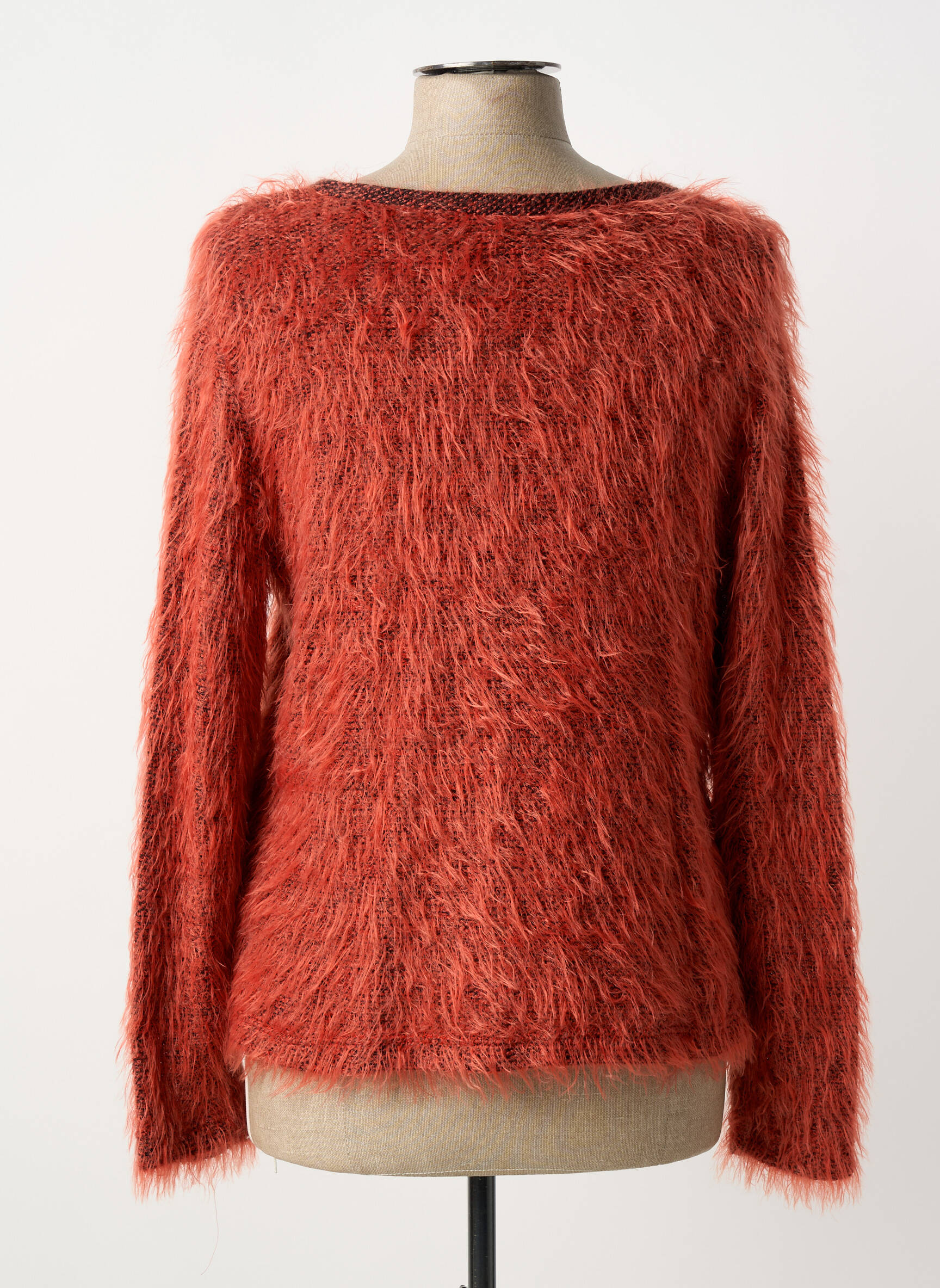 Gilet manches longues col rond orange FRANK WALDER femme