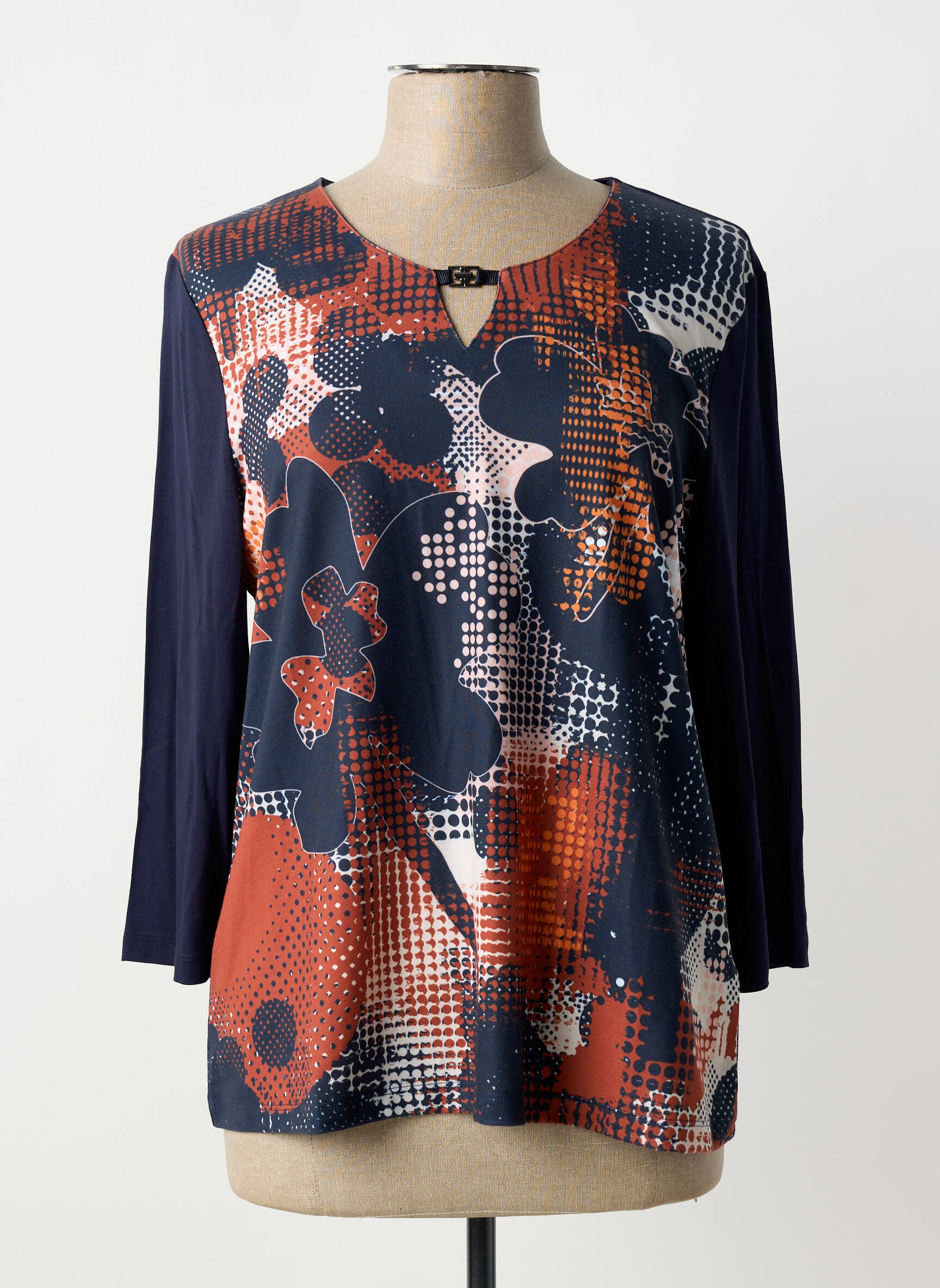 T-shirt manches 3/4 manches 3/4 bleu BARBARA LEBEK femme