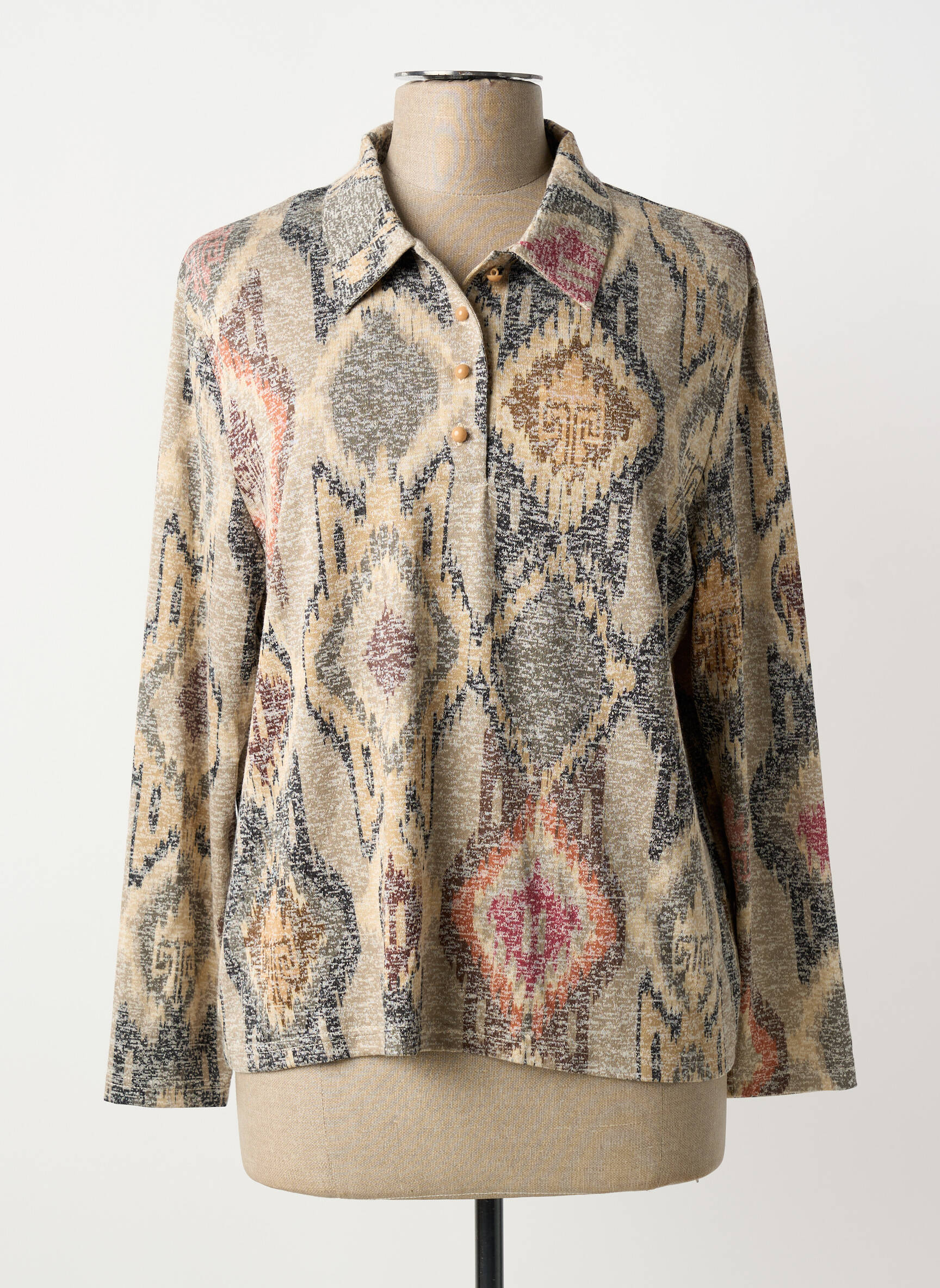 Polo stretch manches longues beige GUY DUBOUIS femme