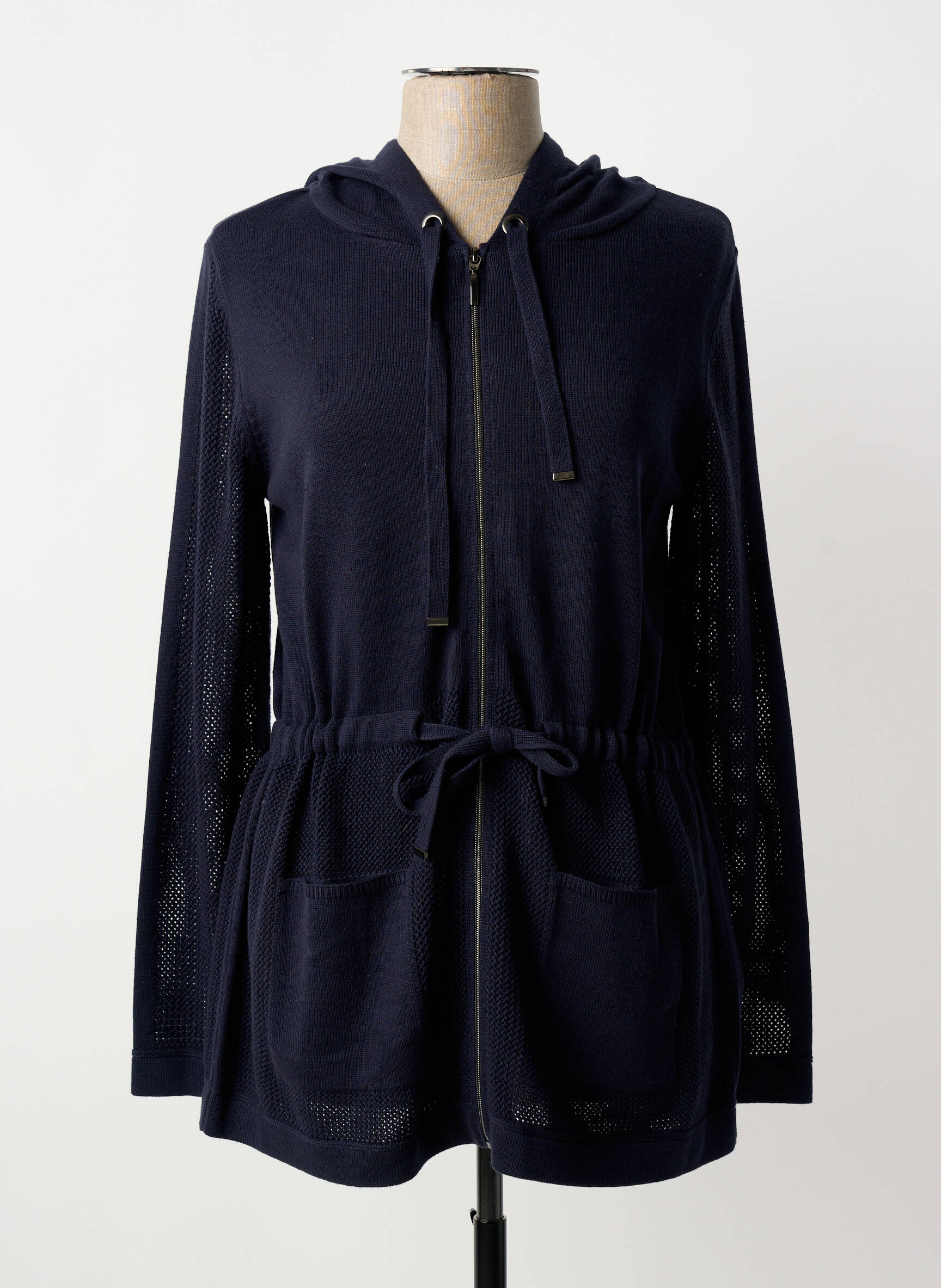 Gilet manches longues col rond bleu BARBARA LEBEK femme