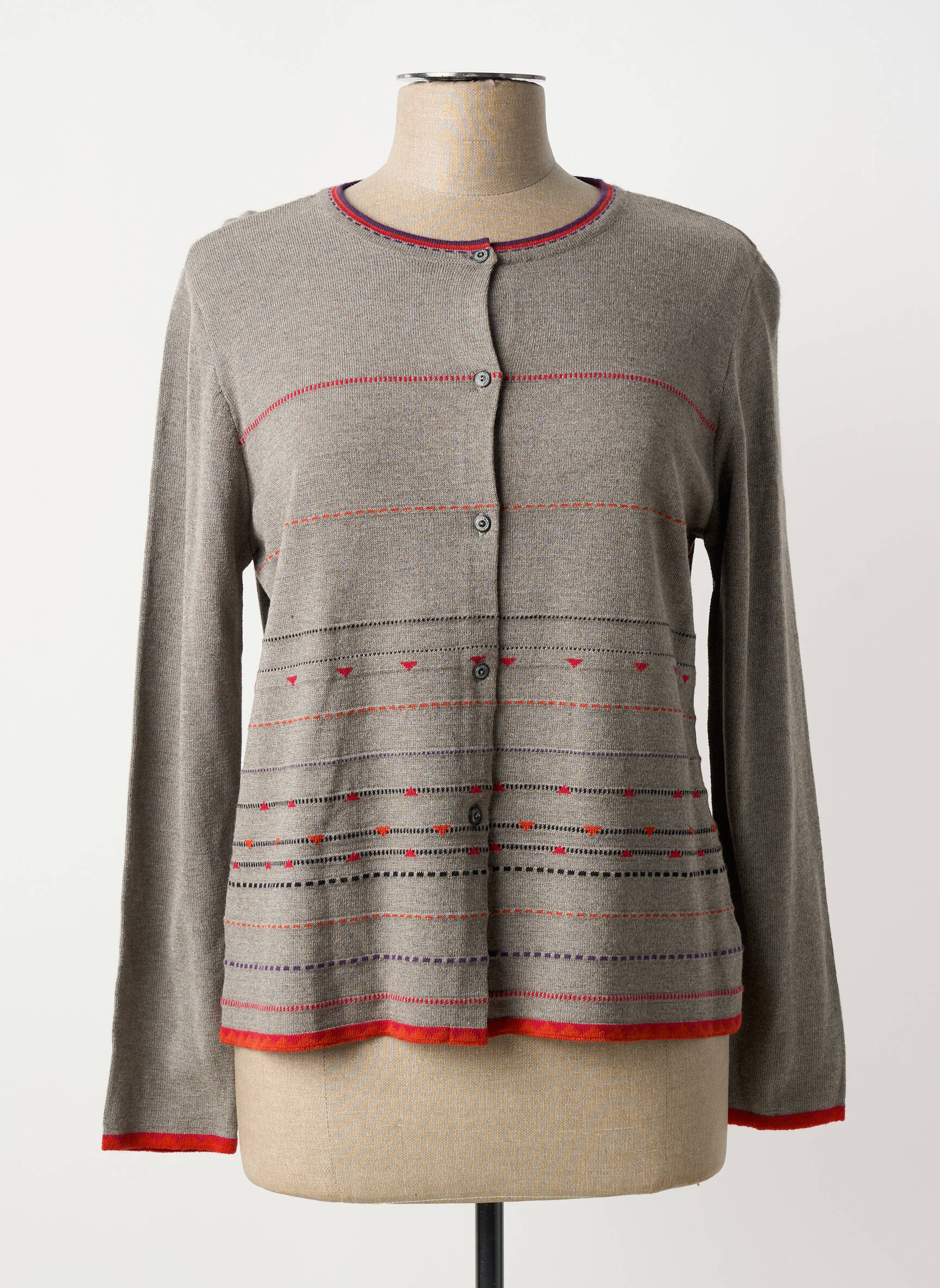 Gilet manches longues col rond gris TELMAIL femme