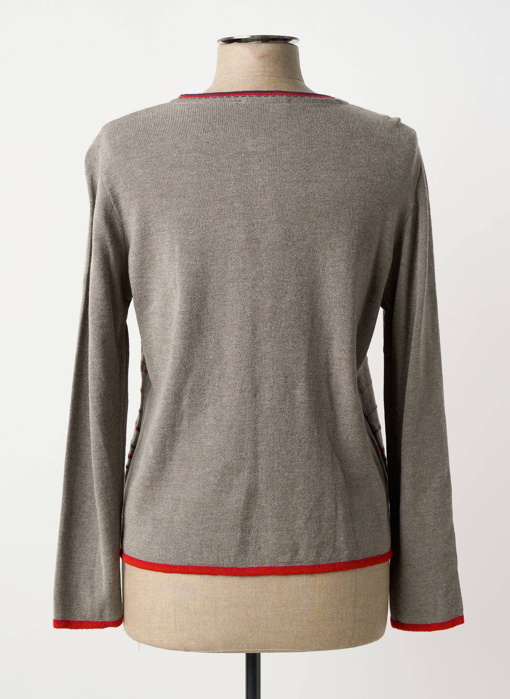 Gilet manches longues col rond gris TELMAIL femme