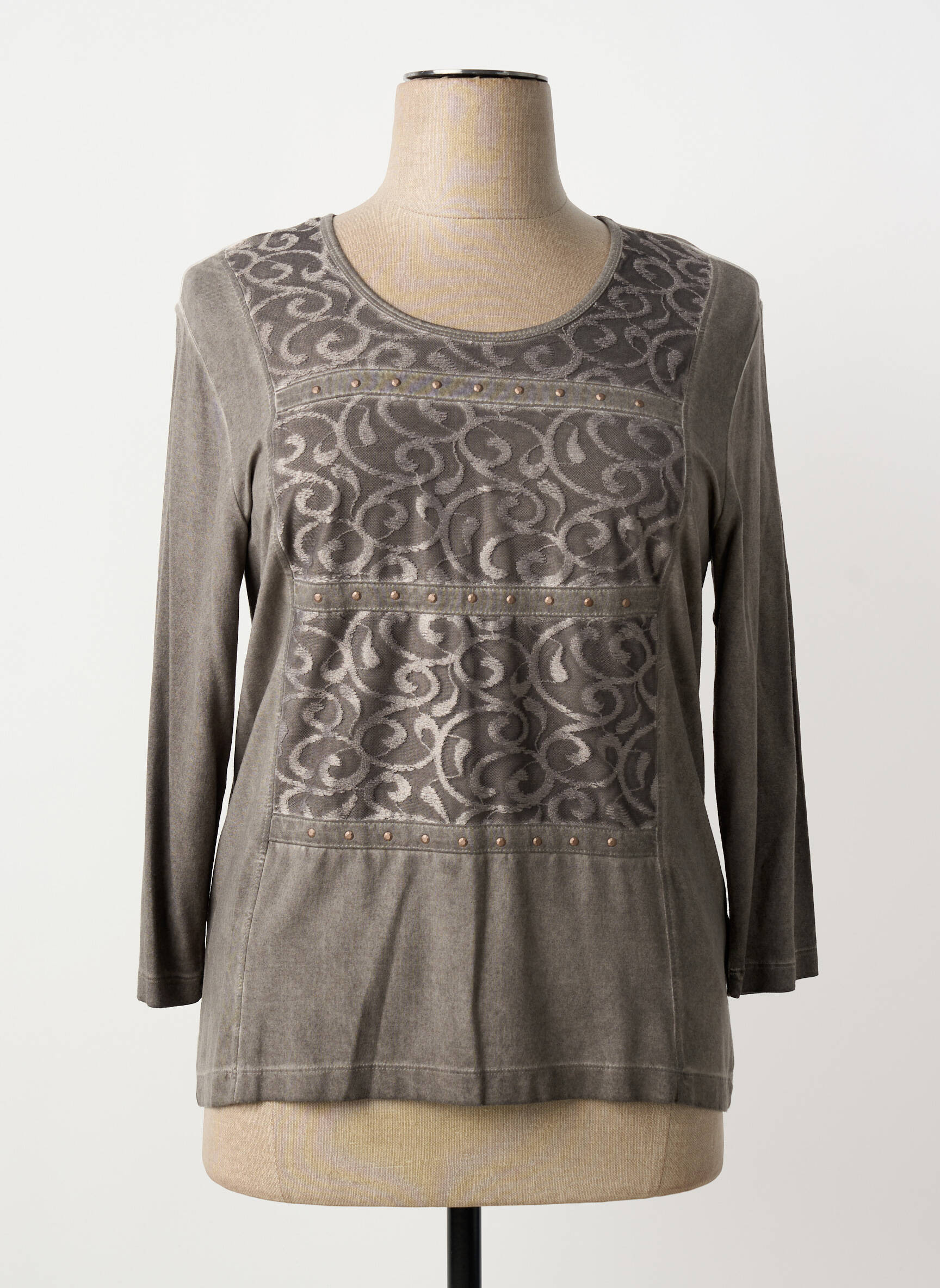 T-shirt manches 3/4 manches 3/4 gris RABE femme