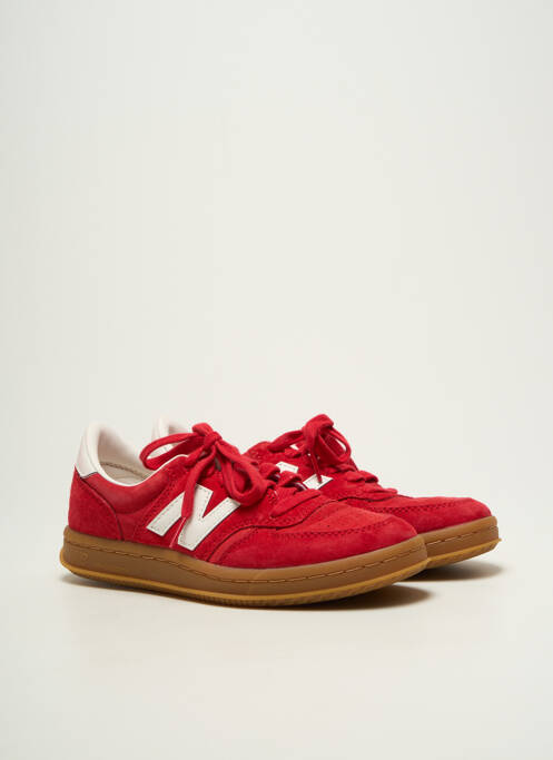 Baskets nubuck talon plat jusqu'à 3cm rouge NEW BALANCE femme