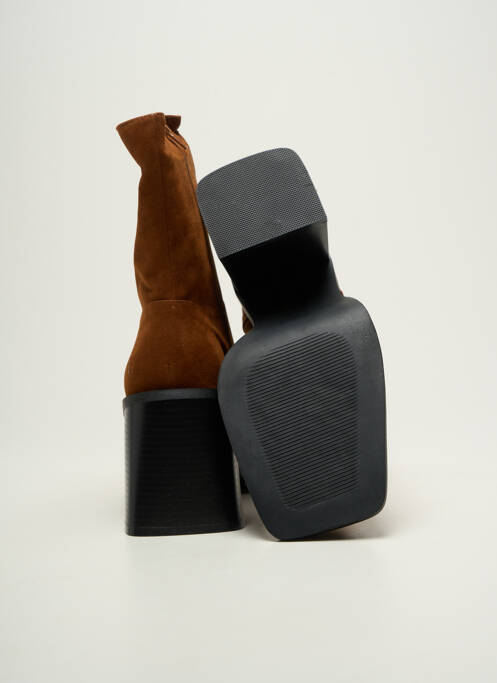 Bottines/boots fermeture zippée talon de 7 à 9cm marron MOONY MOOD femme