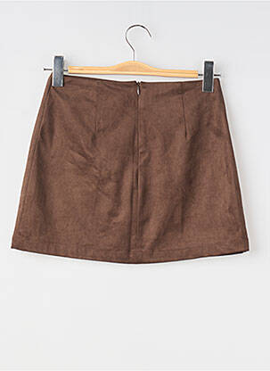 Jupe courte fermeture zippée au dos marron ORAIJE femme