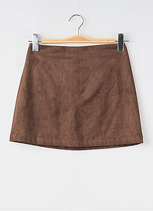 Jupe courte fermeture zippée au dos marron ORAIJE femme