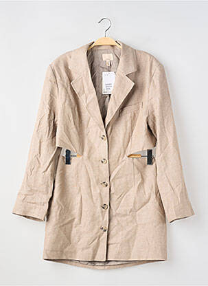 Robe mi-longue manches longues manches longues beige H&M femme