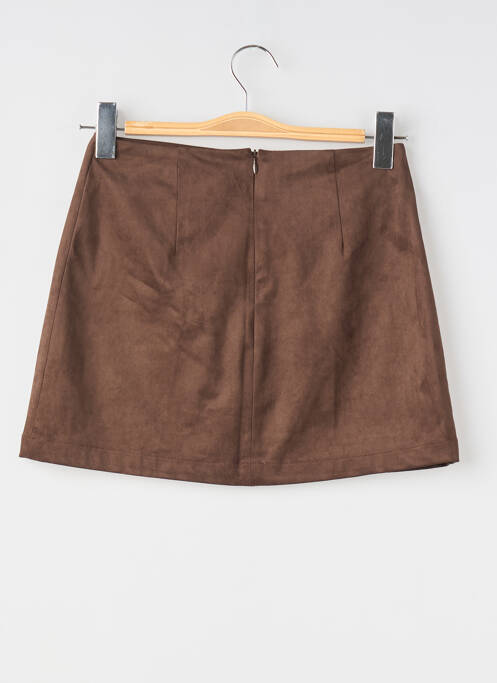 Jupe courte fermeture zippée au dos marron ORAIJE femme