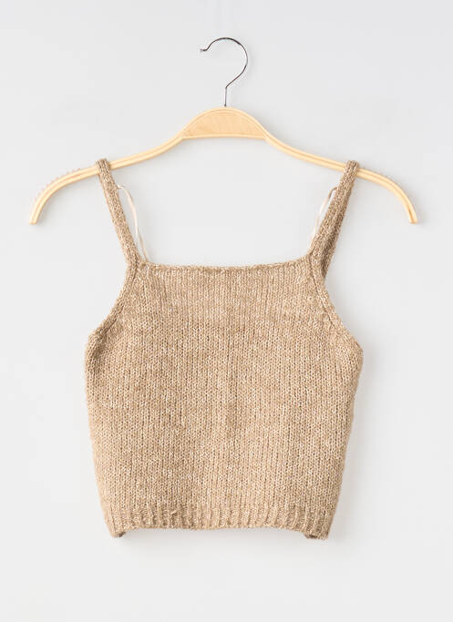 Top col carré sans manche beige PULL & BEAR femme
