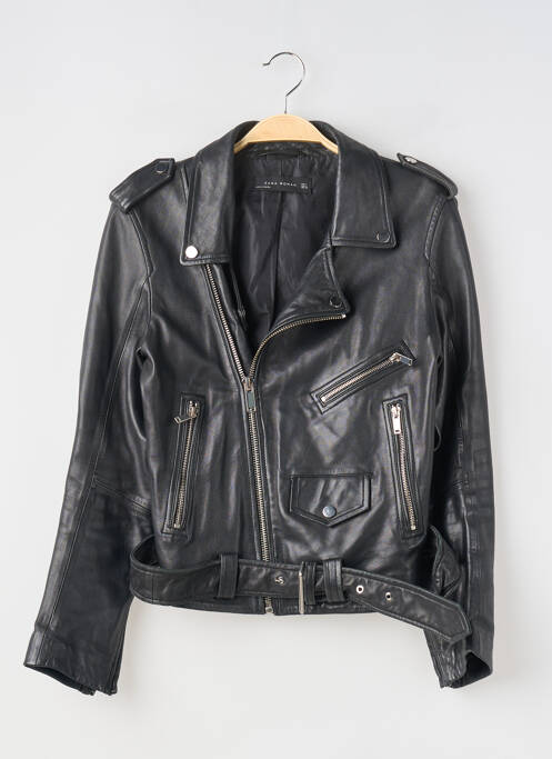 Veste en cuir poches noir ZARA femme