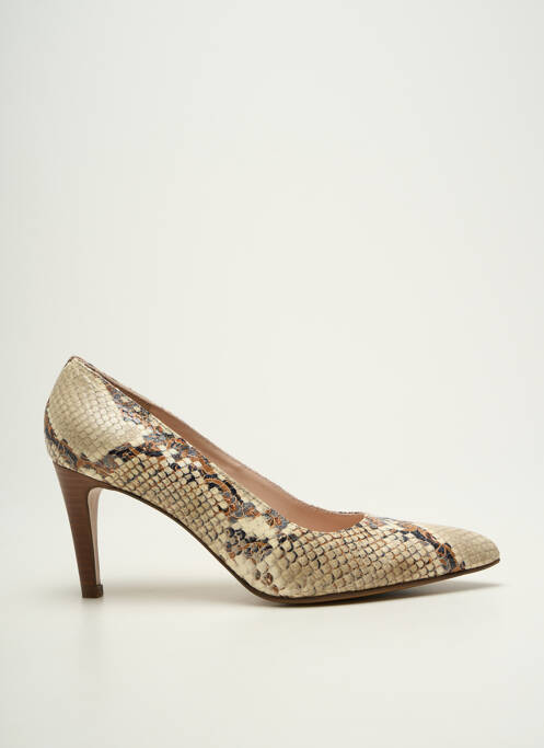 Escarpins semelle extérieure cuir talon de 7 à 9cm beige PARALLELE femme