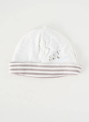Bonnet imprimé fantaisie blanc P'TIT BISOU garcon