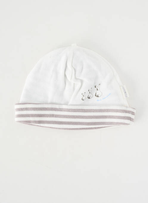 Bonnet imprimé fantaisie blanc P'TIT BISOU garcon