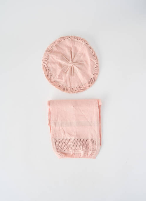 Bonnet finition bords-côtes rose MARESE fille