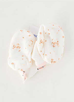 Chaussons/pantoufles semelle extérieure textile bout rond blanc P'TIT BISOU fille