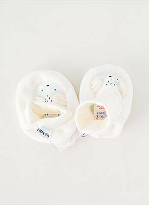Chaussons/pantoufles bout rond bout rond blanc P'TIT BISOU garcon