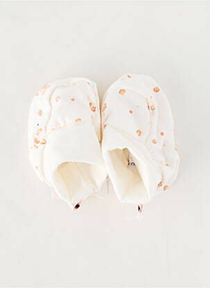 Chaussons/pantoufles semelle extérieure textile bout rond blanc P'TIT BISOU fille