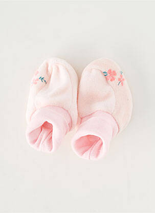 Chaussons/pantoufles tissage velours bout rond rose P'TIT BISOU fille