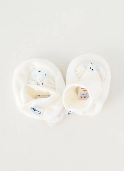 Chaussons/pantoufles bout rond bout rond blanc P'TIT BISOU garcon