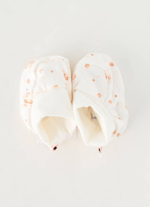 Chaussons/pantoufles semelle extérieure textile bout rond blanc P'TIT BISOU fille