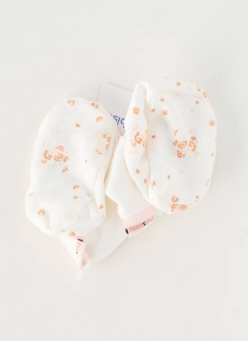 Chaussons/pantoufles semelle extérieure textile bout rond blanc P'TIT BISOU fille