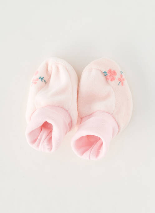 Chaussons/pantoufles tissage velours bout rond rose P'TIT BISOU fille