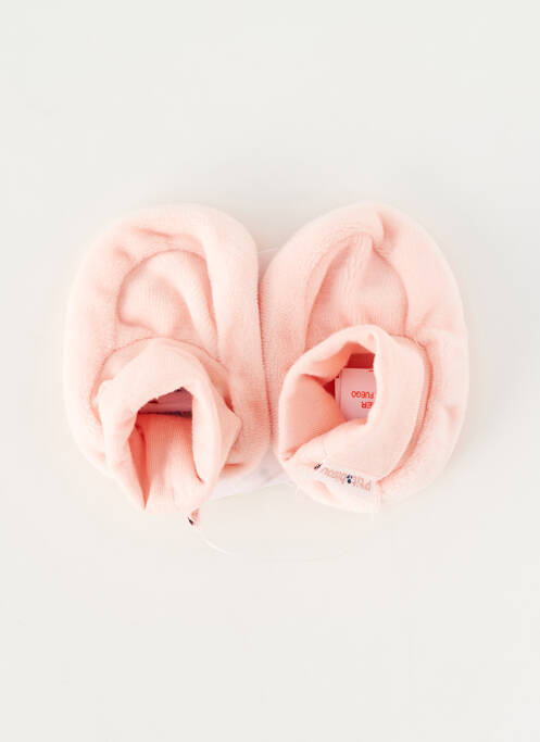 Chaussons/pantoufles semelle extérieure textile bout rond rose P'TIT BISOU fille