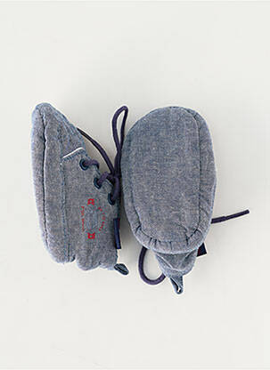 Chaussons/pantoufles fermeture lacets bout rond bleu P'TIT BISOU garcon