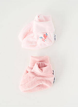 Chaussons/pantoufles tissage velours bout rond rose P'TIT BISOU fille