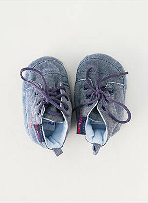 Chaussons/pantoufles fermeture lacets bout rond bleu P'TIT BISOU garcon