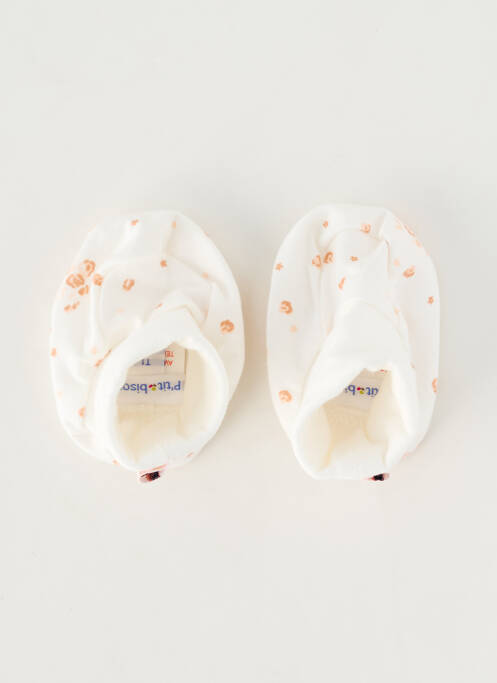 Chaussons/pantoufles semelle extérieure textile blanc P'TIT BISOU fille