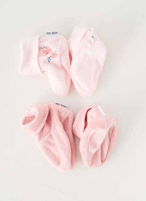 Chaussons/pantoufles tissage velours bout rond rose P'TIT BISOU fille