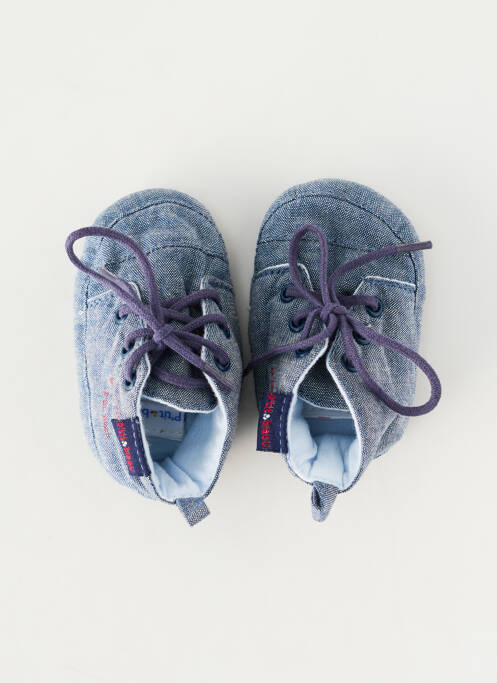 Chaussons/pantoufles fermeture lacets bout rond bleu P'TIT BISOU garcon