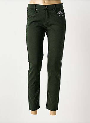 Jeans coupe slim broderie rivets taille normale vert ANNA MONTANA femme