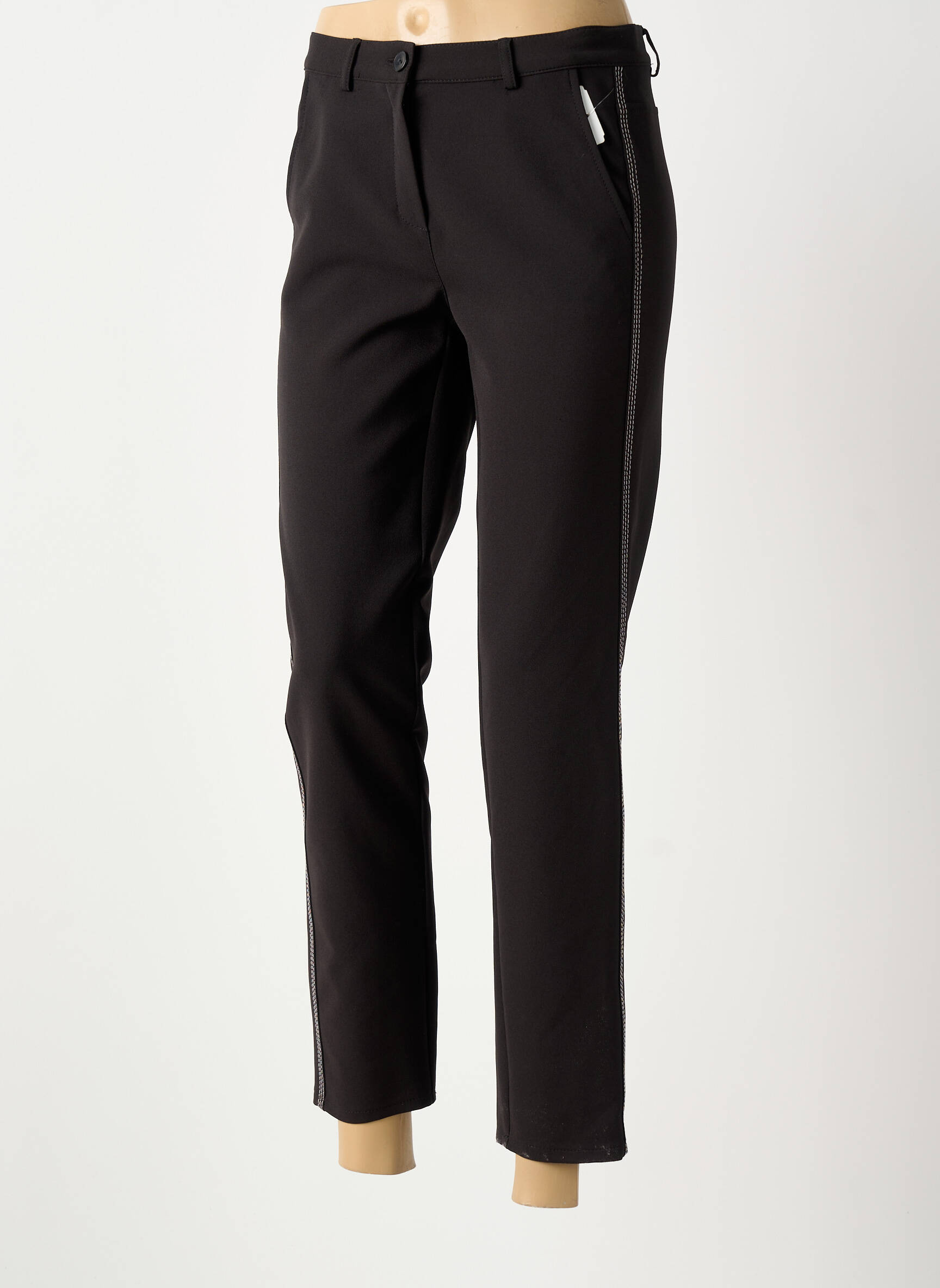 Pantalon 7/8 coupe chino taille normale noir FRANK WALDER femme