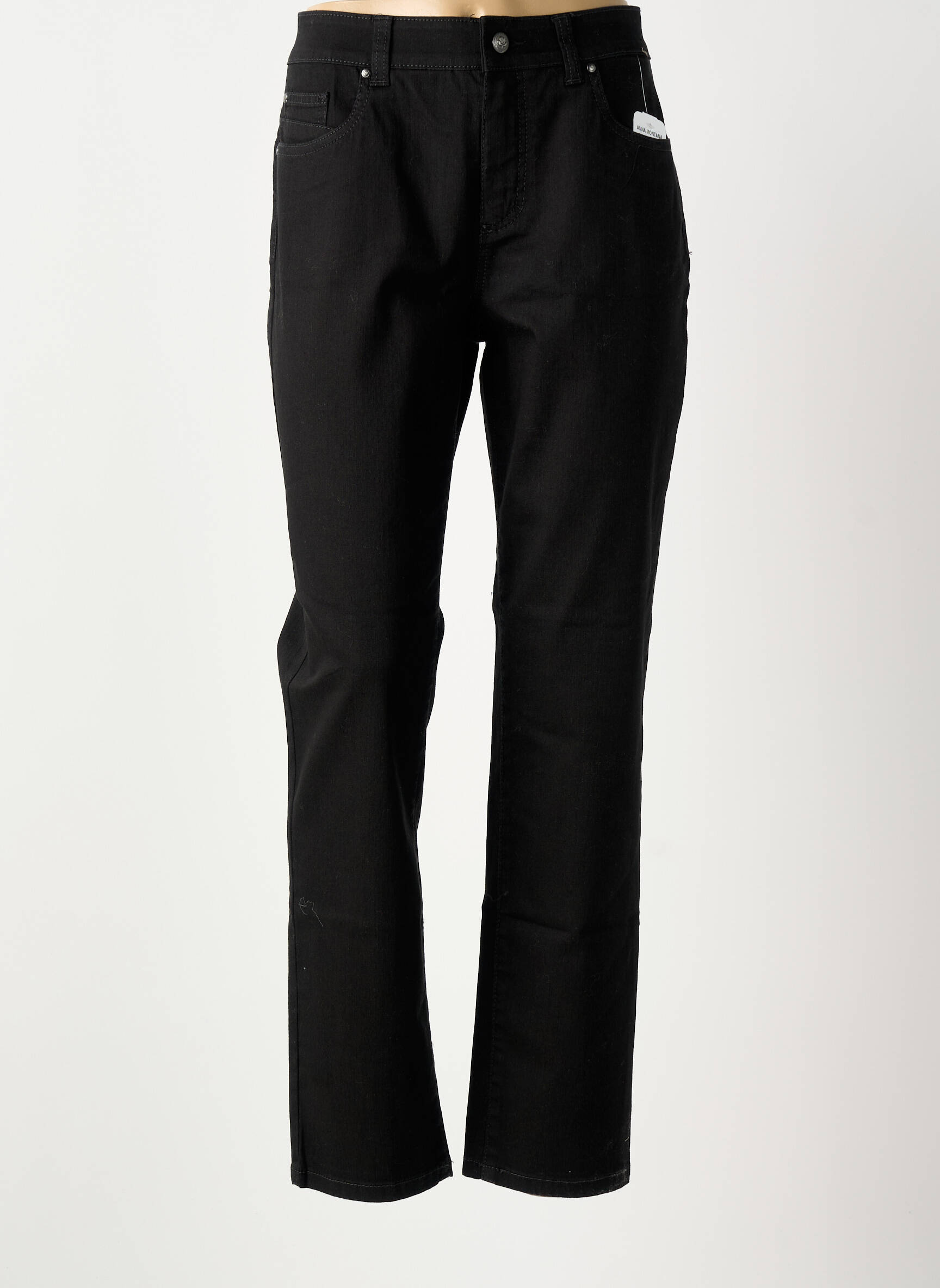 Jeans coupe slim stretch taille normale noir ANNA MONTANA femme