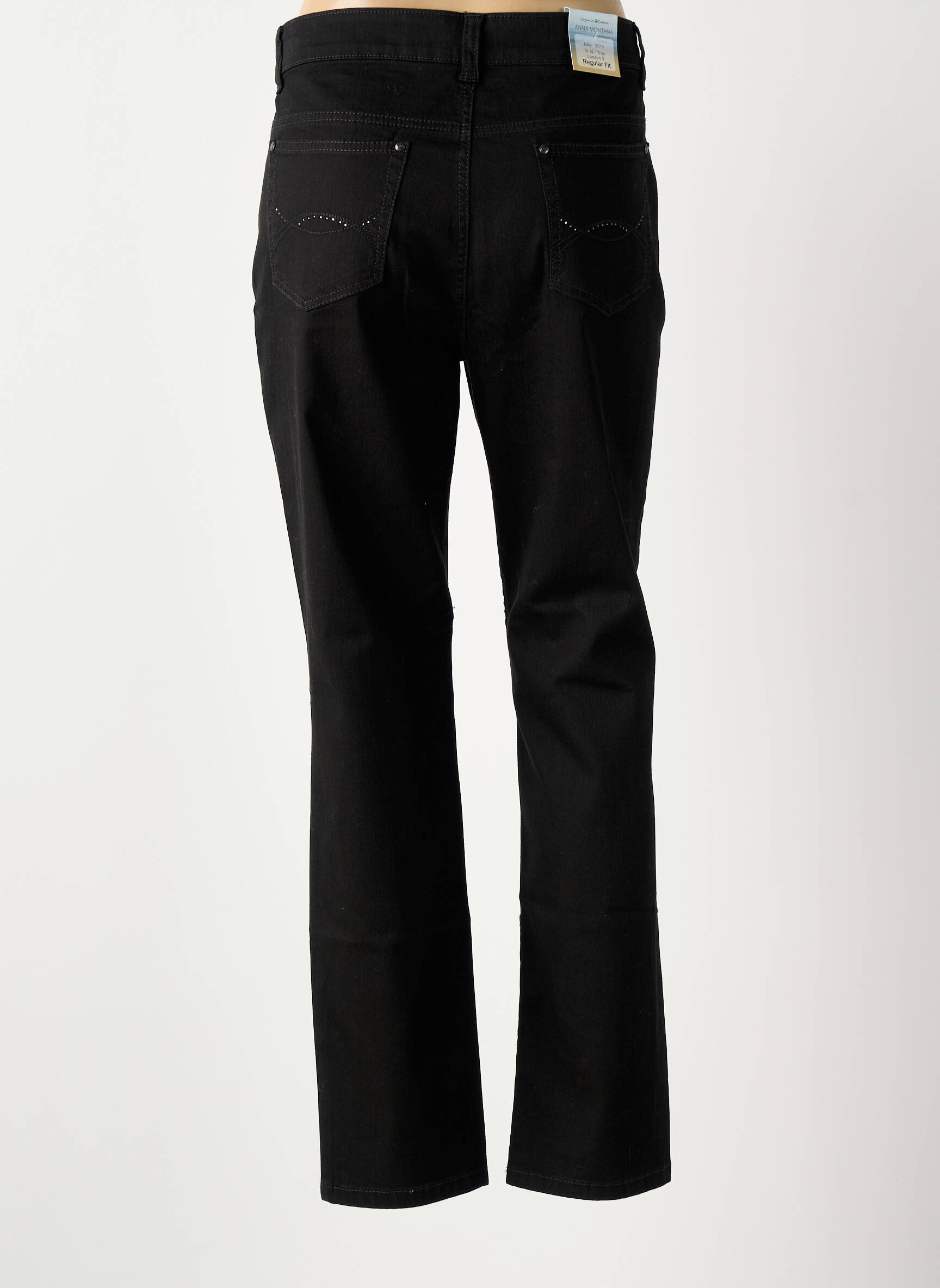 Jeans coupe slim stretch taille normale noir ANNA MONTANA femme
