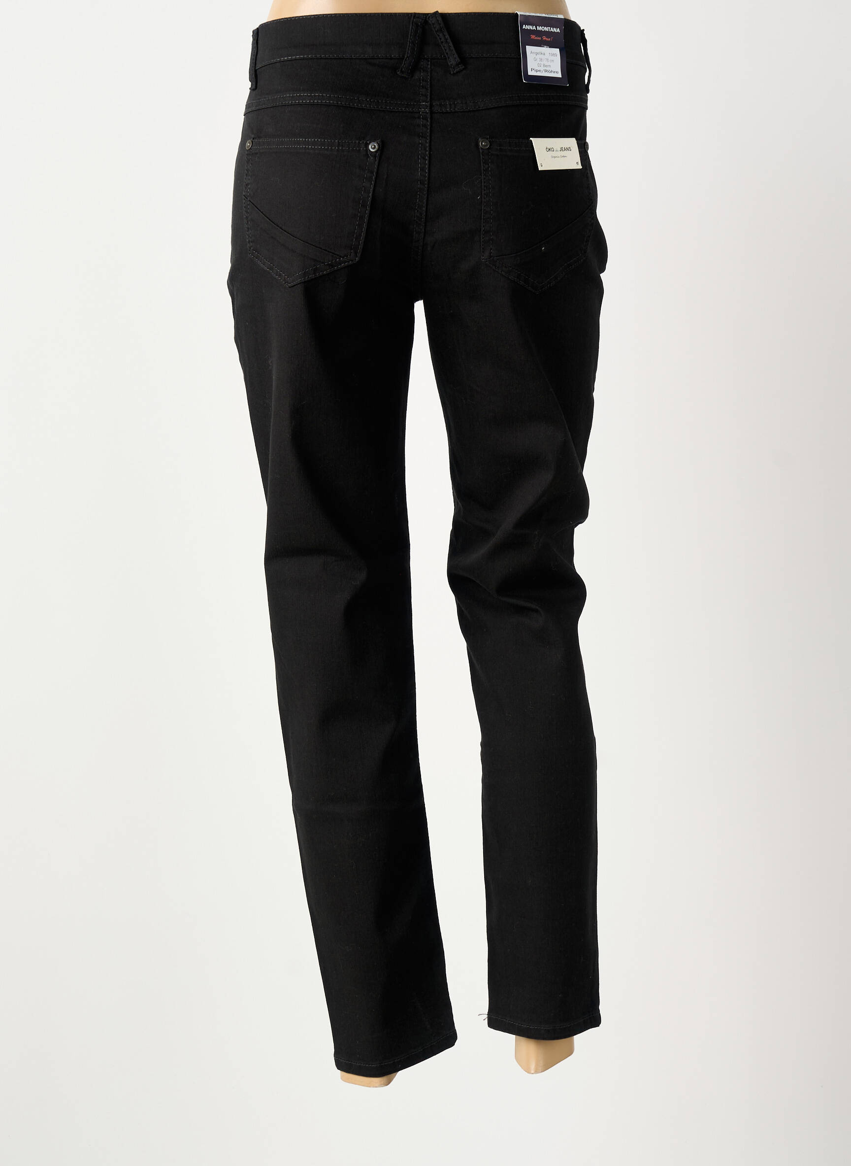 Jeans coupe slim stretch taille normale noir ANNA MONTANA femme