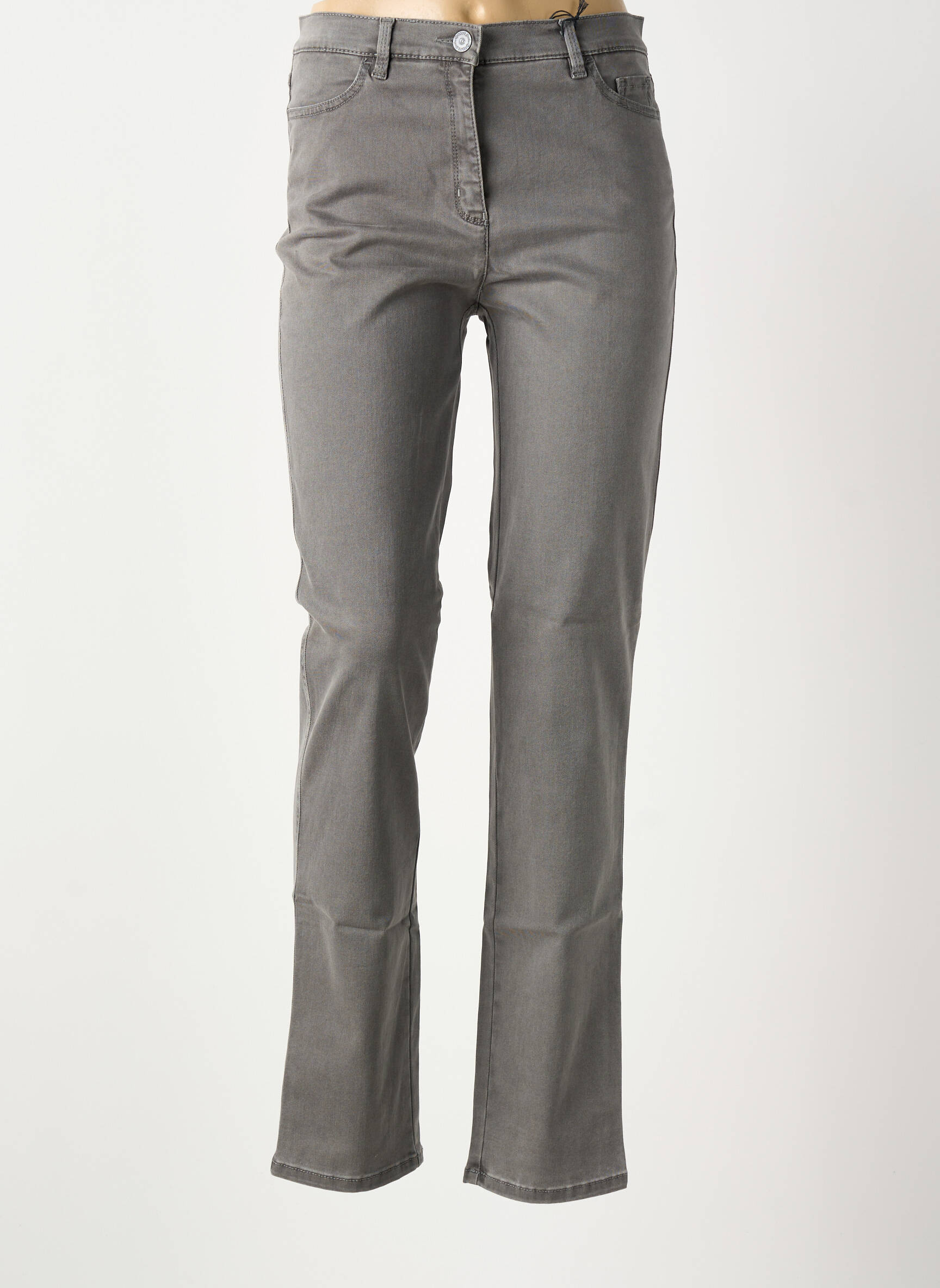 Jeans coupe slim stretch taille haute gris TONI femme
