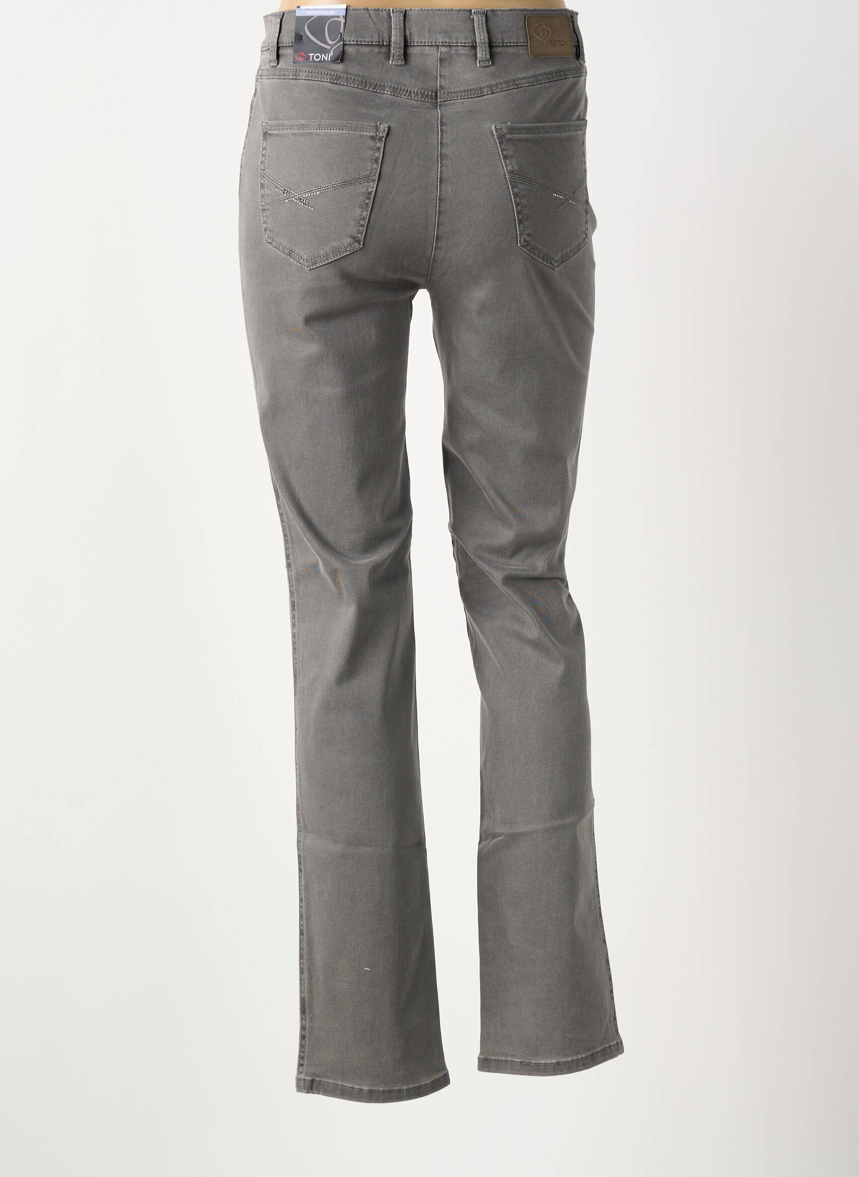 Jeans coupe slim stretch taille haute gris TONI femme