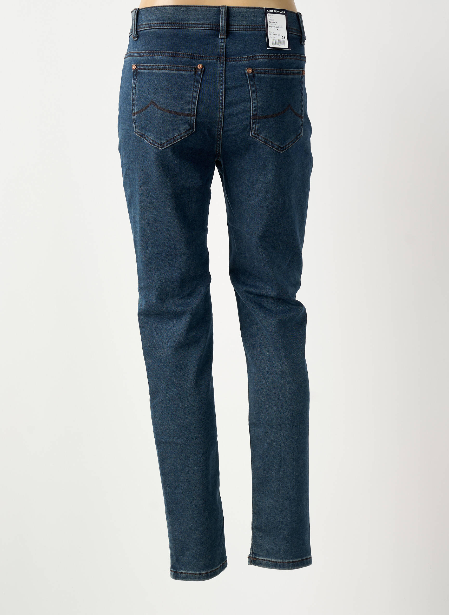 Jeans coupe slim stretch taille haute bleu ANNA MONTANA femme