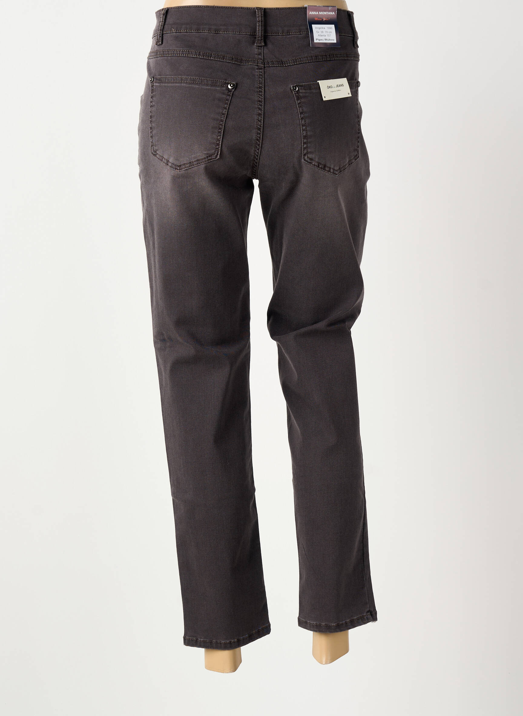 Jeans coupe slim stretch taille normale marron ANNA MONTANA femme