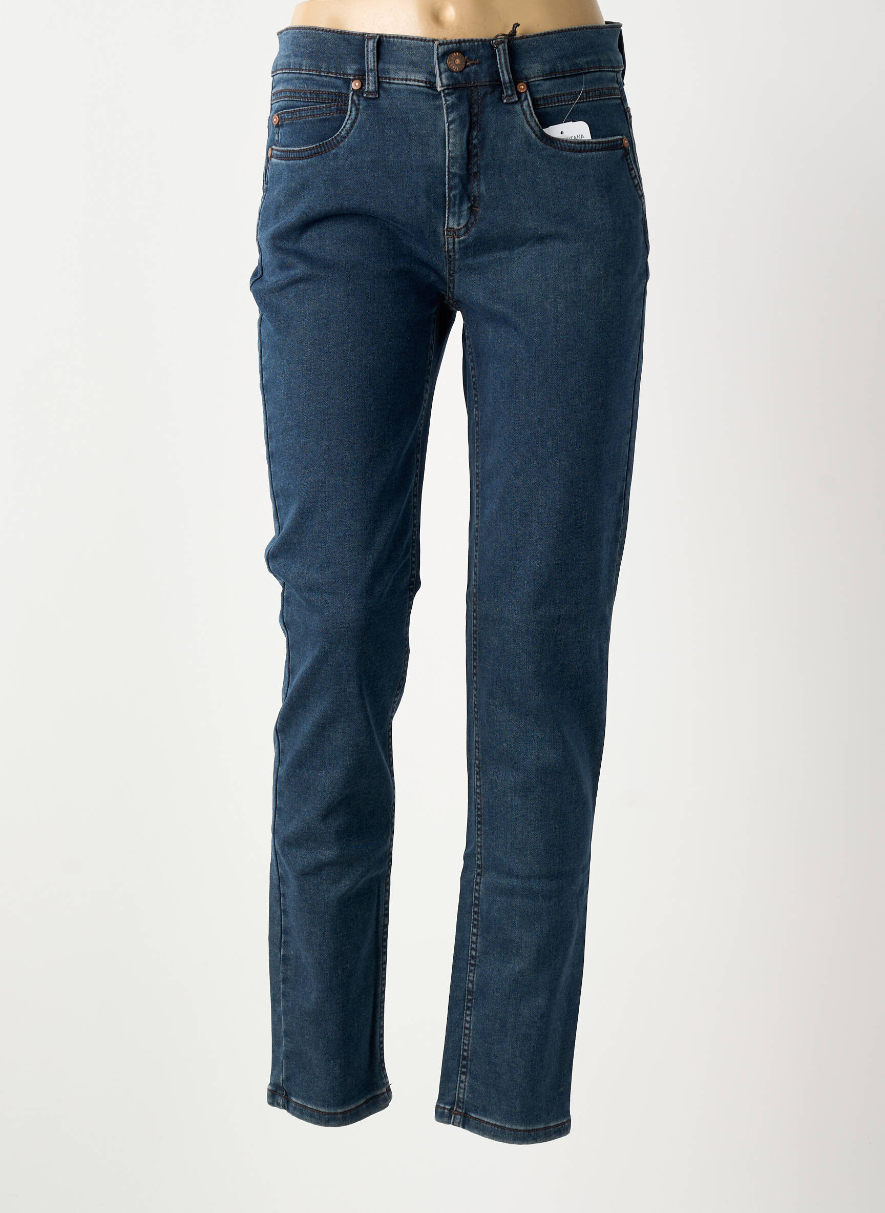 Jeans coupe slim stretch taille normale bleu ANNA MONTANA femme